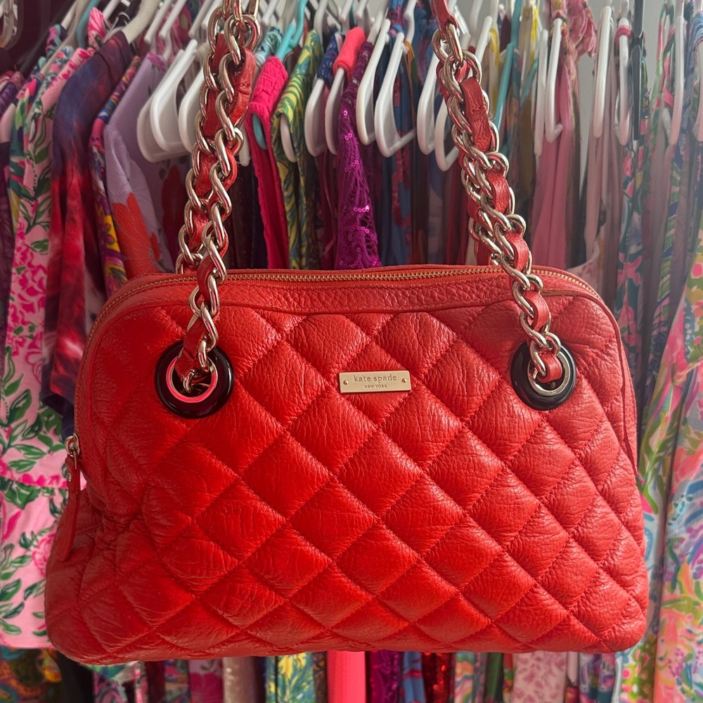 Kate Spade Cherry Apple Red Quilted Shoulder Bag